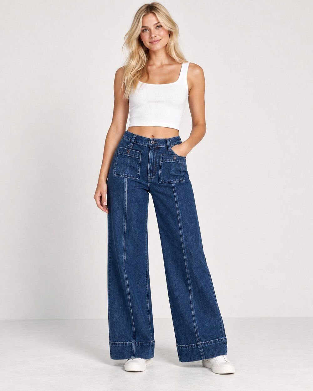 Madewell Perfect Vintage Wide Leg Jeans Patch Pocket Dark Wash Cropped High R 30